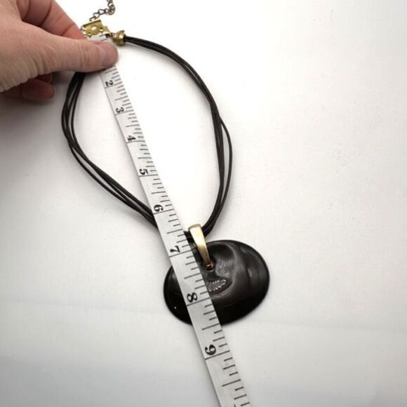 Chico’s leather multi cord layered enamel coated pendant necklace espresso brown - Picture 7 of 9